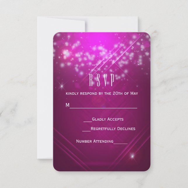 Magenta Pink Sparkle Club Vibe Party RSVP Card (Front)