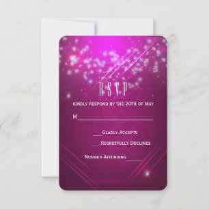 Magenta Pink Sparkle Club Vibe Party RSVP Card