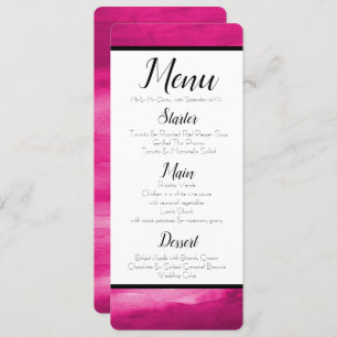 Magenta Pink Watercolor Menu Invitation