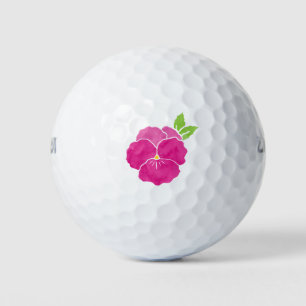 Magenta Pink Watercolor Pansy  Golf Balls