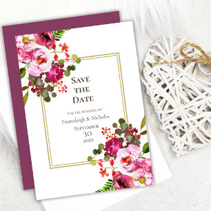 Magenta Pink Wedding Save The Date Invitation