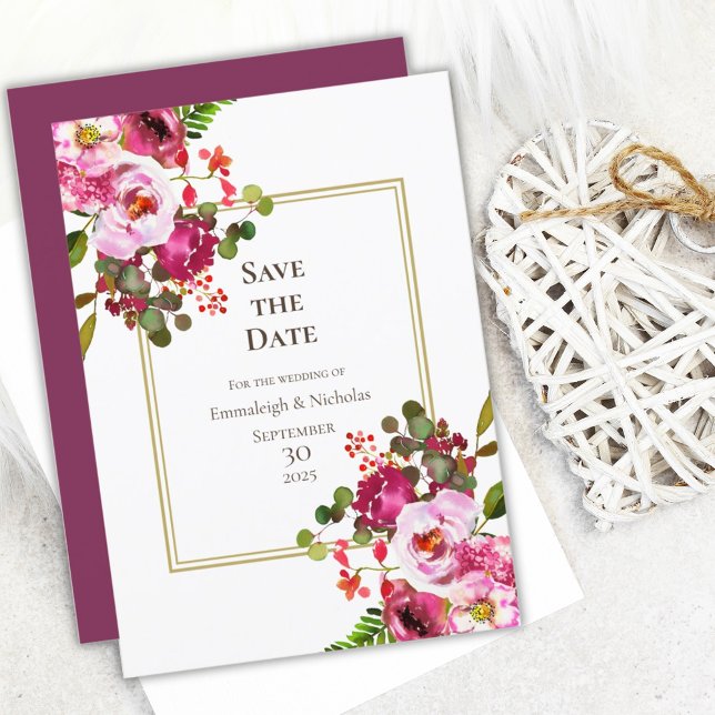 Magenta Pink Wedding Save The Date Invitation (Creator Uploaded)