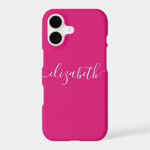 Magenta Pink White Modern Elegant Chic Script