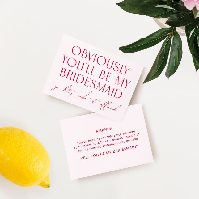 Magenta & Pink Will You Be My Bridesmaid Proposal Invitation (Creator Uploaded)