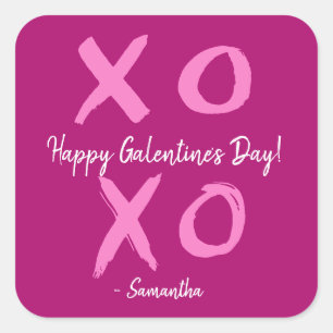 Magenta Pink XOXO - Happy Galentine's Day Cute Square Sticker