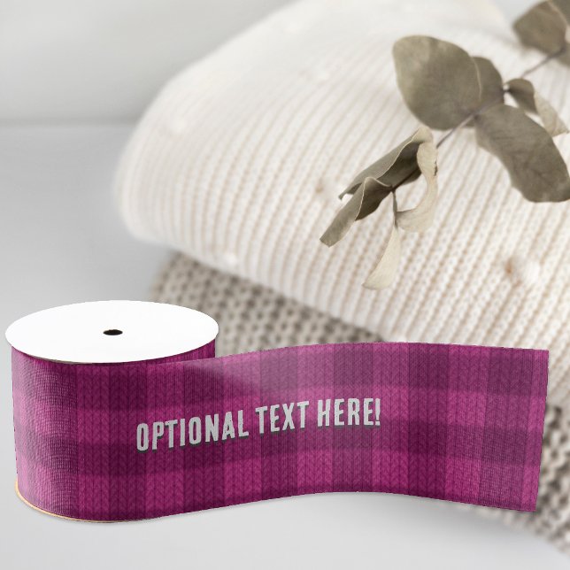 Magenta Plaid - Deep Cerise Pink - Optional Text Grosgrain Ribbon (Creator Uploaded)