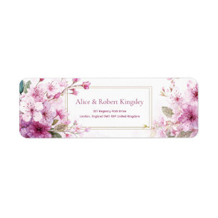 Magenta Plum Flower Watercolor Gold Double Frame
