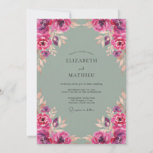 Magenta Plum Petal Wedding Invitation