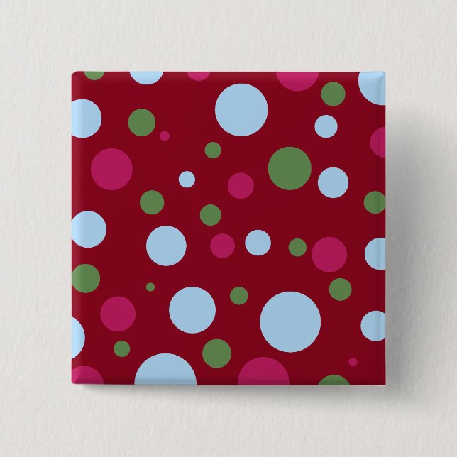 Magenta Polka dot square button (Front)