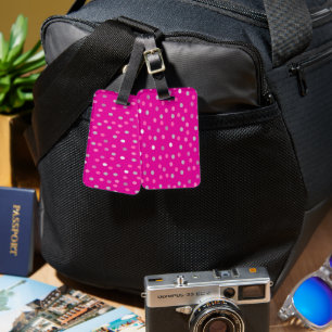 Magenta Polka Dots Luggage Tag
