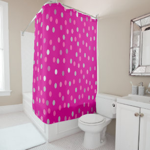 Magenta Polka Dots Shower Curtain