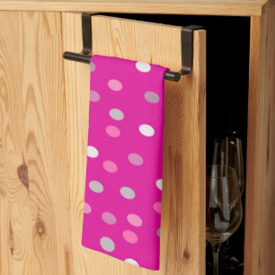 Magenta Polka Dots Tea Towel