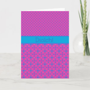 Magenta Polka Dots Thank You Card: Welsh Greeting Card