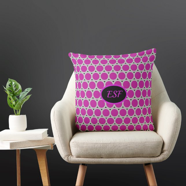 Magenta Pop Art Circles Throw Pillow (Creator Uploaded)