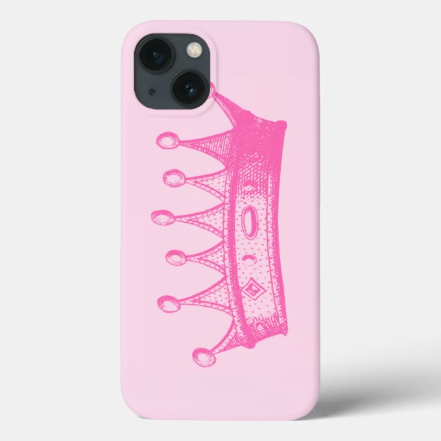 Magenta Princess Crown on Pink Background Case-Mate iPhone Case (Back)