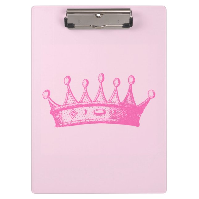 Magenta Princess Crown on Pink Background Clipboard (Front)