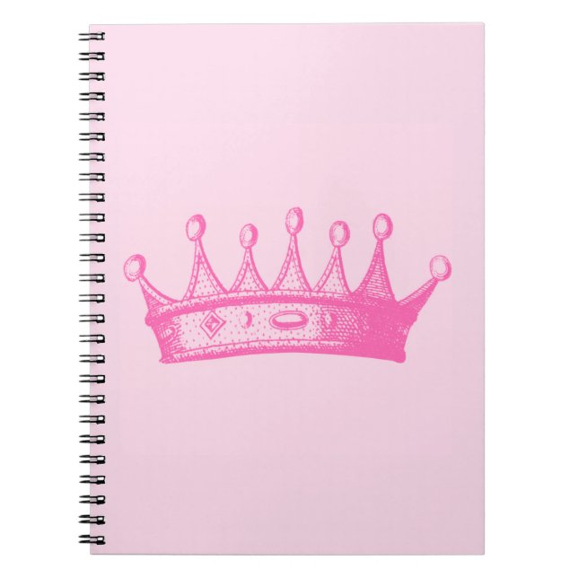 Magenta Princess Crown on Pink Background Notebook (Front)