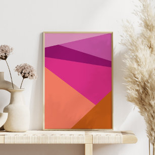 Magenta Purple Amber Geometric Colour Block Poster