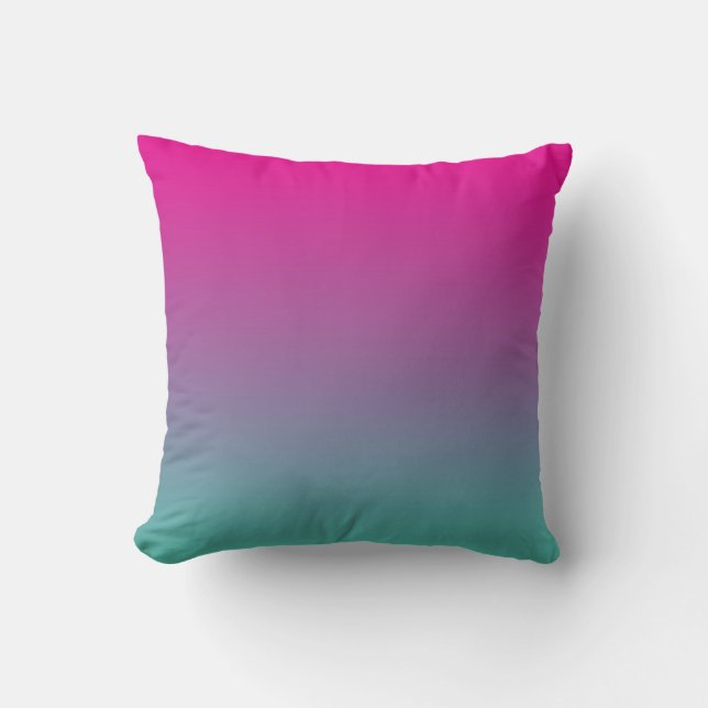 “Magenta Purple And Teal Ombre” Cushion (Front)