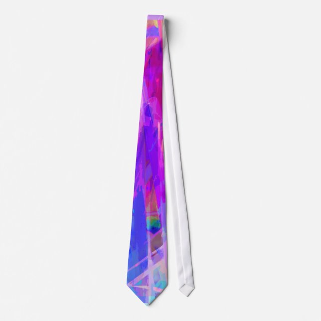 Magenta purple blue abstract print tie (Front)