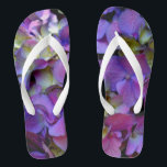 Magenta Purple blue yellow Hydrangeas flowers Jandals<br><div class="desc">Very pretty purple hydrangeas with a touch of pinks and yellows. Perfect for spring, summer, or fall events. Beautiful purple hydrangeas for country, boho, garden, and floral theme occasions. To get started changing names and event details, click on "Personalize this template" and edit the wording in the template boxes. To...</div>