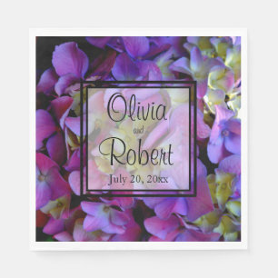 Magenta Purple blue yellow Hydrangeas flowers Napkin