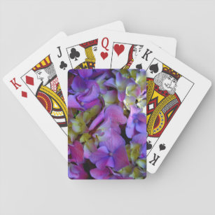 Magenta Purple blue yellow Hydrangeas flowers Playing Cards