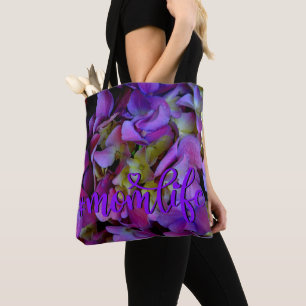 Magenta Purple blue yellow Hydrangeas flowers Tote Bag