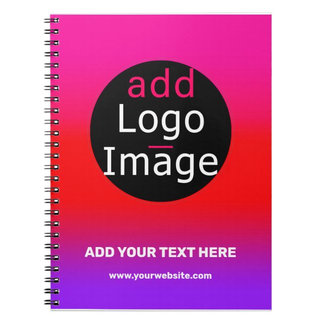 Magenta & Purple Customisable Business Gradient  Notebook (Front)