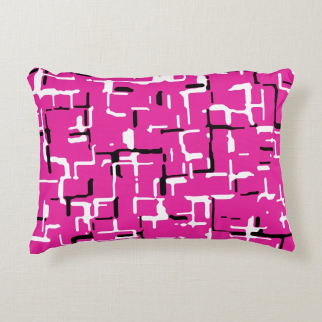 Magenta Purple Pink Black White Modern Pattern Decorative Cushion (Front)