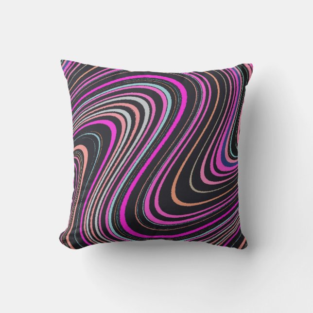 Magenta Purple Pink Blue Pattern Cushion (Front)