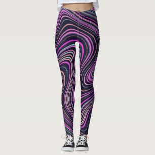 Magenta Purple Pink Navy Pattern Leggings