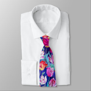 Magenta Purple Pink Red White Blue Tulip Flowers Tie