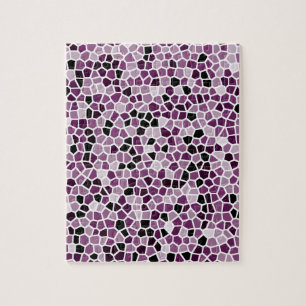 Magenta Purple Pink Stained Glass Pattern Jigsaw Puzzle