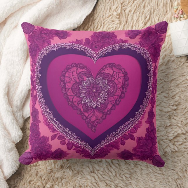 Magenta & Purple Rose Wedding Gift Cushion (Blanket)