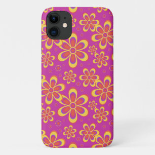 Magenta Purple Yellow Groovy Flower Pattern Case-Mate iPhone Case