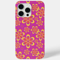 Magenta Purple Yellow Groovy Flower Pattern