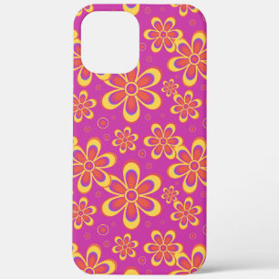 Magenta Purple Yellow Groovy Flower Pattern iPhone 12 Pro Max Case