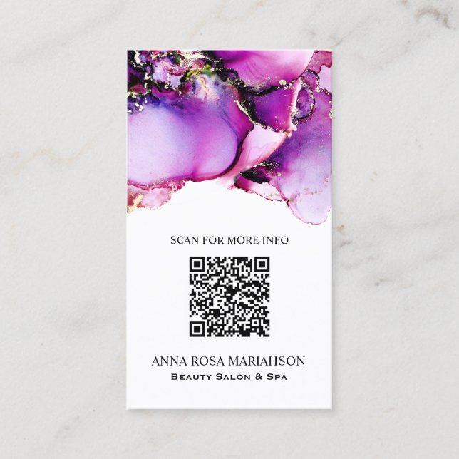 *~* Magenta QR CODE Yummy  Gold Gilded  AP29  Business Card (Front)