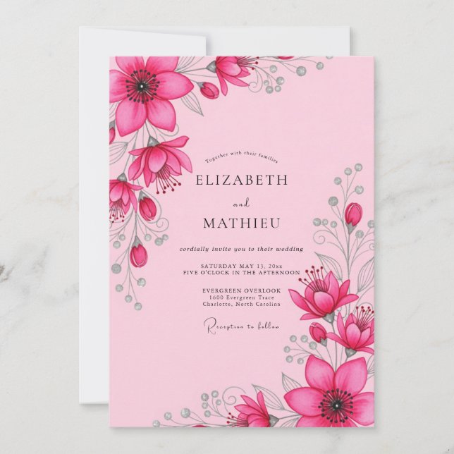 Magenta Radiant Spring Wedding Invitation (Front)