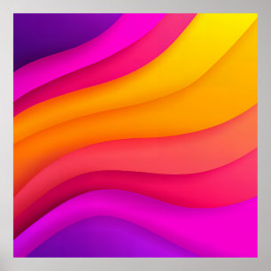 Magenta Rainbow Waves Poster
