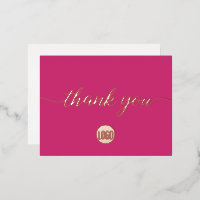 Magenta Real Rose gold foil Business Thank you