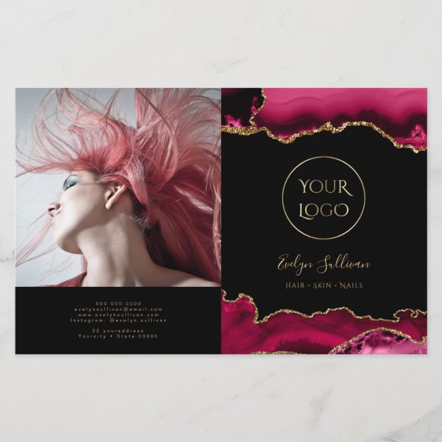 magenta red agate bifold brochure (Front)