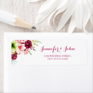 Magenta Red Amaryllis Floral Return Address
