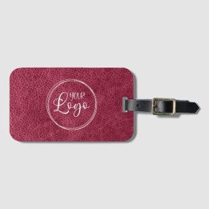 Magenta Red Faux Leather Modern Business Logo Luggage Tag