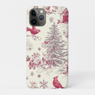 Magenta Red Green Christmas Toile Cream Winter Case-Mate iPhone Case