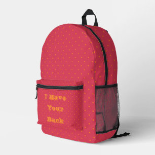 Magenta Red Pink With Goldfish Orange Spots Printed Backpack
