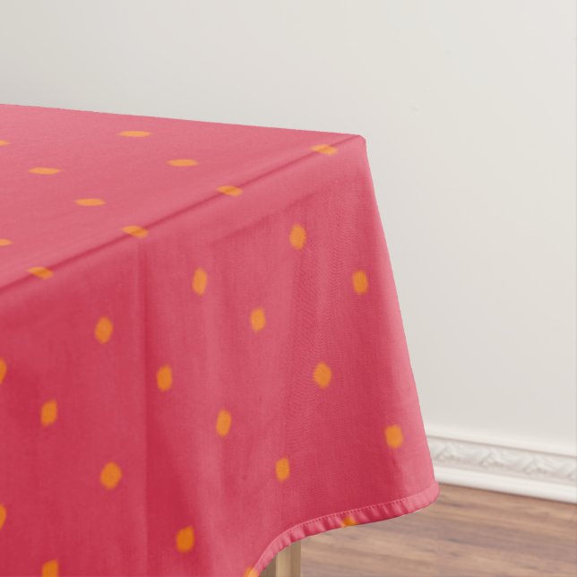 Magenta Red Pink With Goldfish Orange Spots Tablecloth (In Situ)