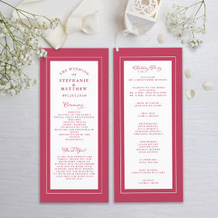 Magenta Red Wedding Service Ceremony Elegant Chic Programme