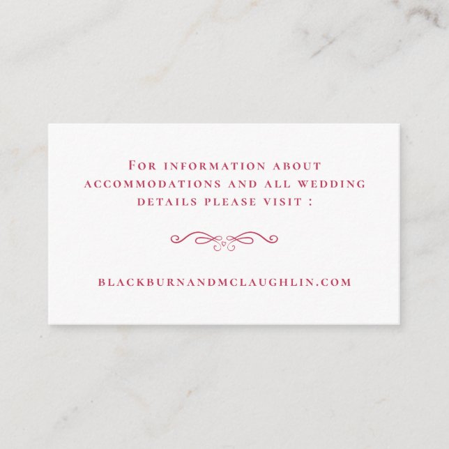 Magenta Red Wedding Website Details  Enclosure Card (Front)